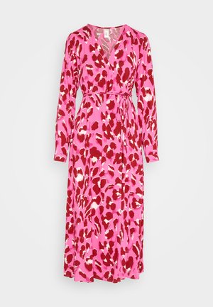 YAS, YASSAVANNA LONG WRAP DRESS - Päevakleit - pink aop liro