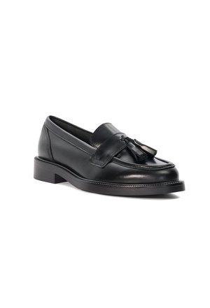 Mocasines De Mujer Lauryl Step De Cuero Negro Sin Cordones