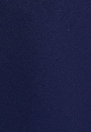 Navyblauw katoen met een gladde textuur, in een effen kleur zonder patronen of hardware. Licht geborsteld oppervlak.