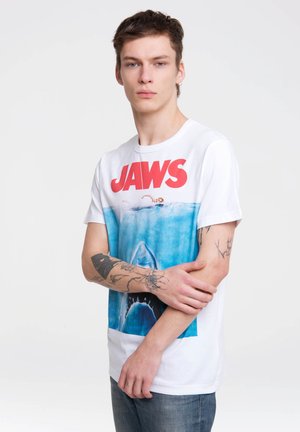 LOGOSHIRT JAWS - Print T-shirt - old white