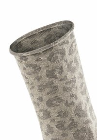 Grau mit Leopardenmuster Socken mit metallischem Glanz, aus strukturiertem Stoff hergestellt; mit einem breiten Bündchen und einer taillierten Passform.