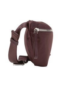 Borsa a spalla in nylon bordeaux con tasca con cerniera, forma elegante, tracolla regolabile e hardware metallico per una chiusura sicura.