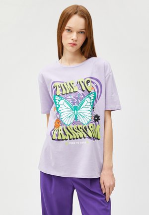 PRINTED CREW NECK SHORT SLEEVE  - Camiseta estampada - lilac