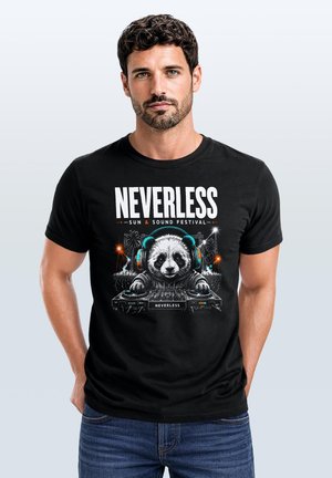 Neverless, HERREN T-SHIRT FRONTPRINT - EDM DESIGN ELECTRONIC PANDA - - T-Shirt print - schwarz