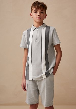 Next, REGULAR FIT - ZIP NECK STRIPE SET - Shorts - grey white