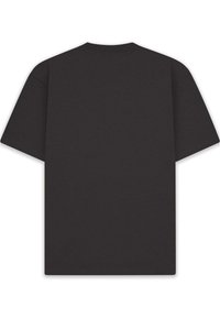 Zwarte T-shirt met korte mouwen, ronde hals, gemaakt van katoen, met een eenvoudige ontwerp en een gladde textuur zonder zichtbare logo's of patronen.