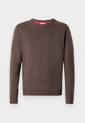 TOM TAILOR BASIC CREWNECK - Pulover - dark taupe melange