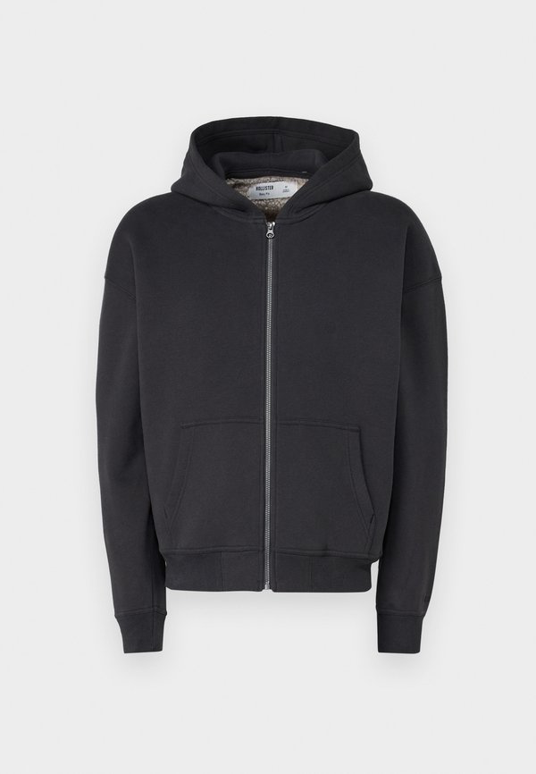 Boxy Faux Shearling-Lined Zip-Up Hoodie - Hoodie4