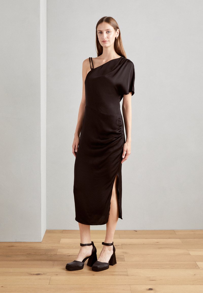 Scotch & Soda - ASYMMETRIC MIDI DRESS WITH BRAID DETAIL - Cocktail dress / Party dress - evening black, Enlarge