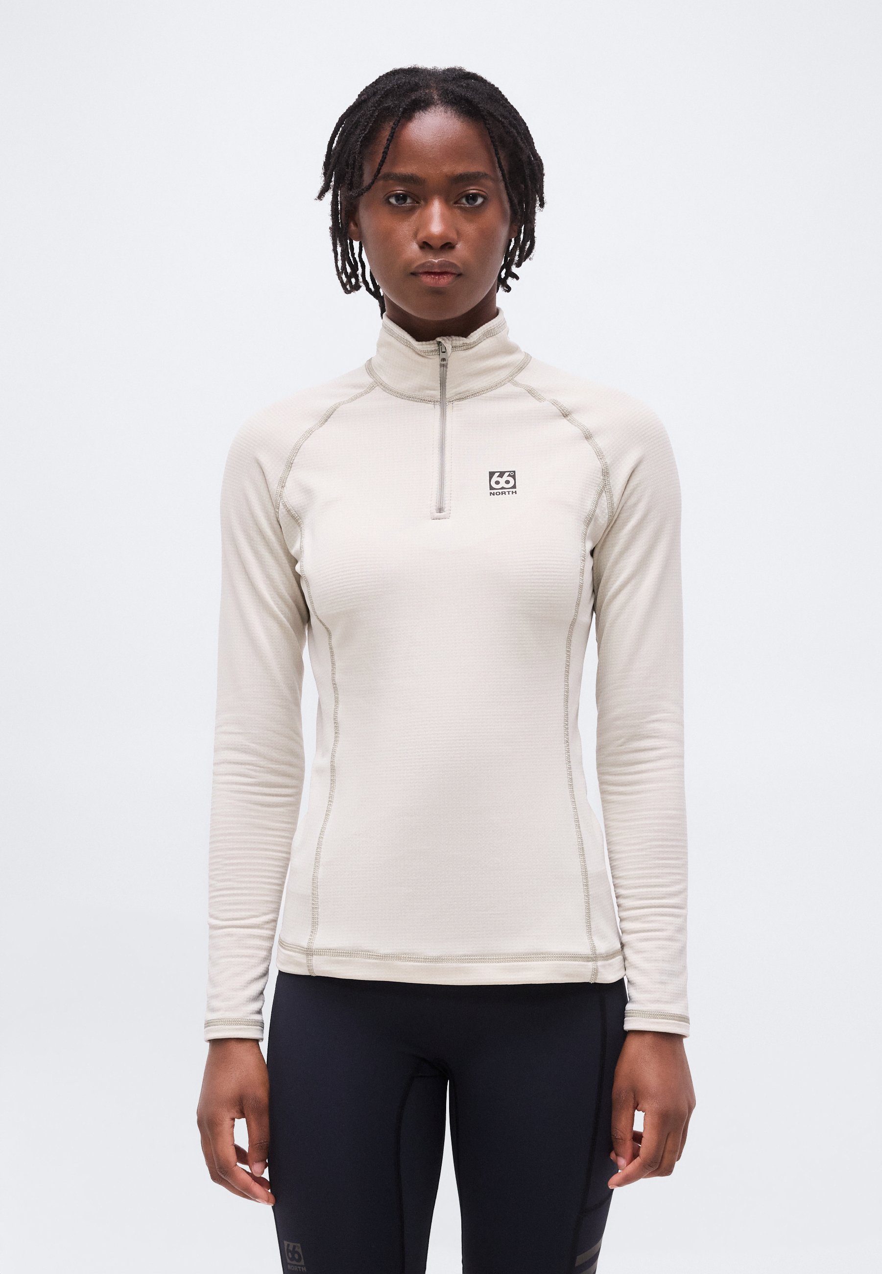 66 North GRETTIR ZIP NECK - Fleece trui - dark stone/lichtgrijs