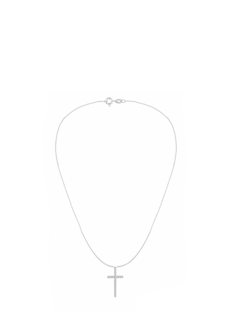 Hõbedast kettkaelakee tekstuurse risti ripatsiga, turvalise kinnituse ja sujuva disainiga. Rist on esiplaanil keskel.