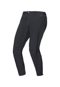 Pantaloni neri slim-fit realizzati in tessuto leggero, con vita a bottone, quattro tasche e cuciture rinforzate per una maggiore durata.