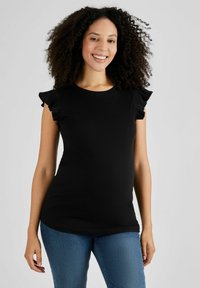 JoJo Maman Bébé - CREW NECK FLUTTER MATERNITY - T-shirt print - black Miniatuurafbeelding 1