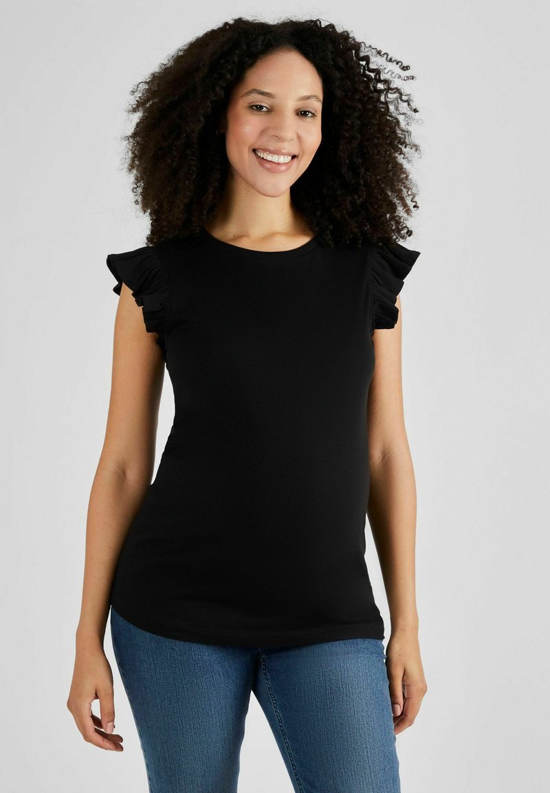 JoJo Maman Bébé - CREW NECK FLUTTER MATERNITY - T-shirt print - black, Vergroten