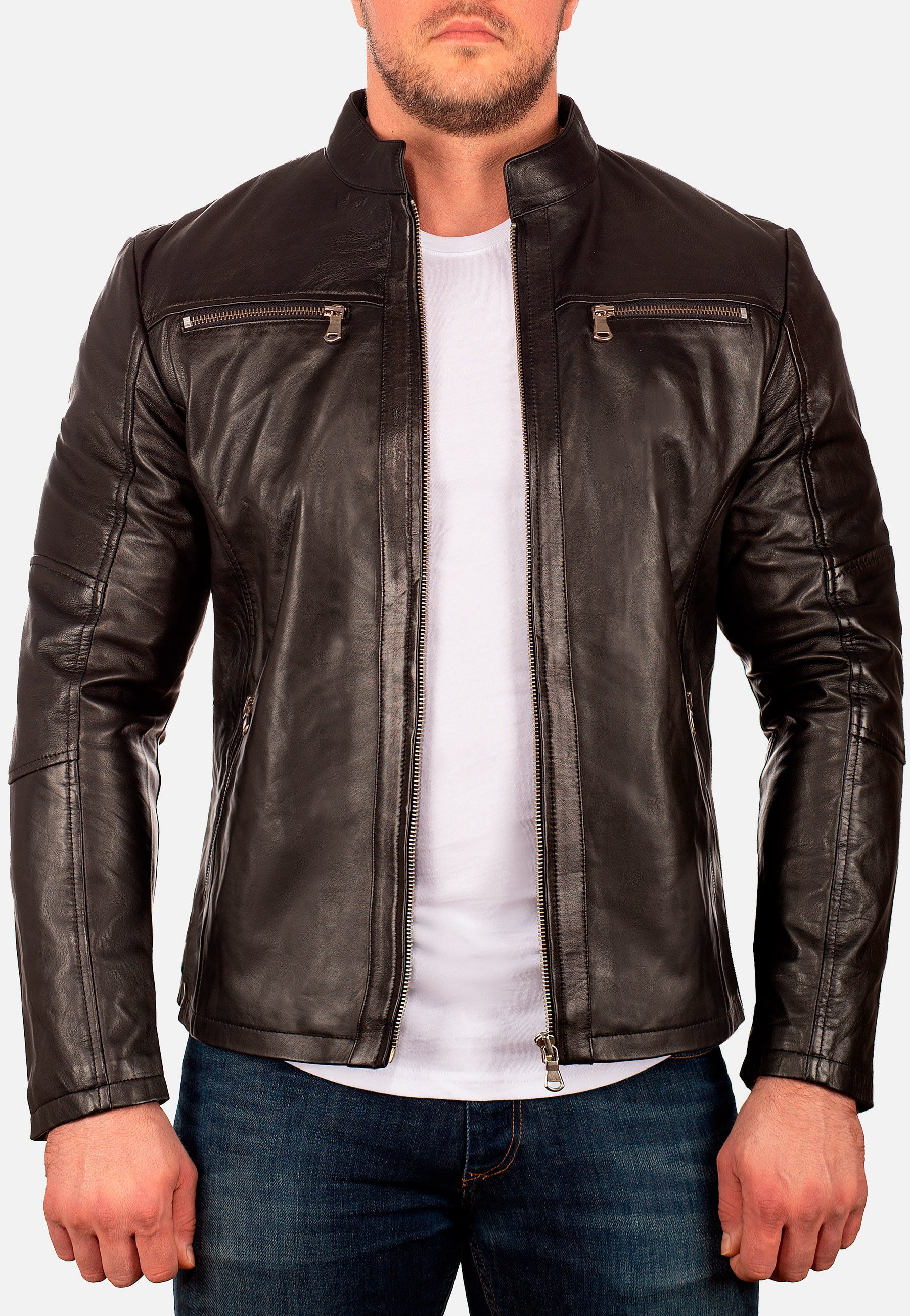 echtes leder kunstleder lederjacke echt oder kunstleder Reichstadt Lederjacke schwarz Zalando