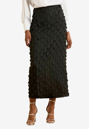 REGULAR FIT 3D FLORAL - Maxi skirt - black