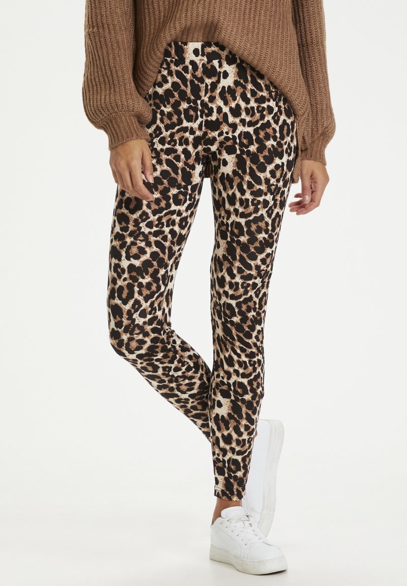 Kaffe - KAPAPPI  - Leggings - brown leo print, Förstora