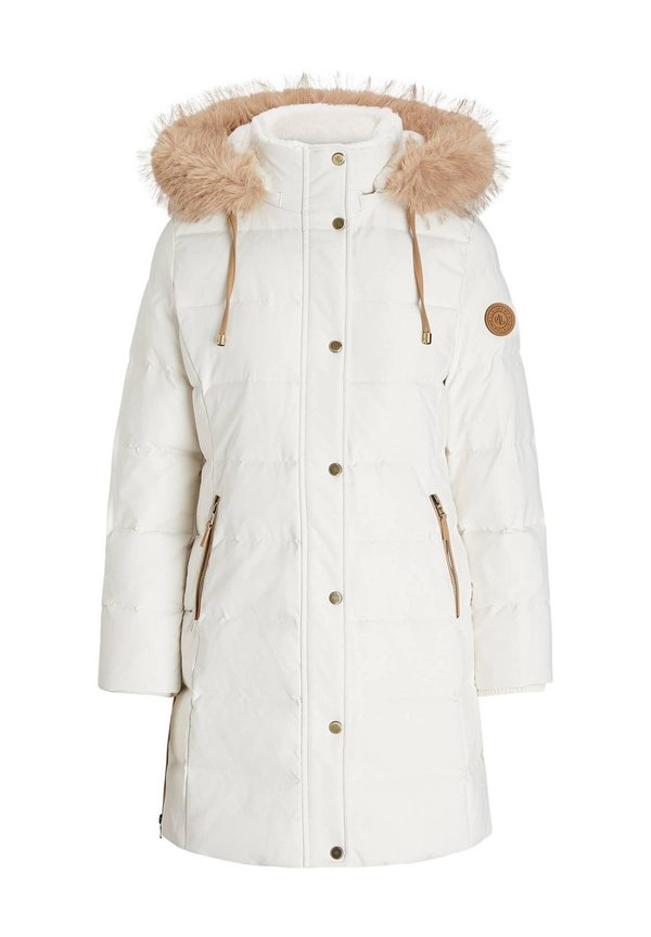 FAUX-FUR-TRIM HOODED DOWN COAT - Down coat - cream4