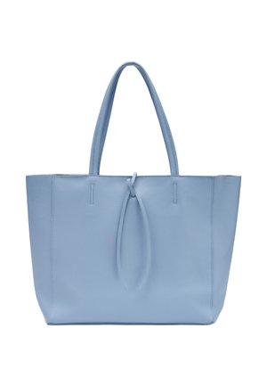 Borsa tote in pelle azzurro chiaro con due manici a spalla e dettaglio in pelle annodato al centro superiore.