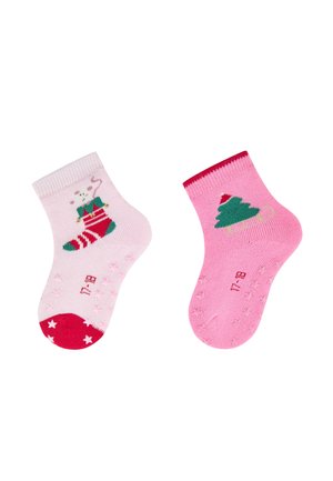 Sterntaler, ABS KRABBELSOCKEN 2ER PACK NIKOLUASSTRUMPF UND TANNENBAUM - Sneaker socks - rosa