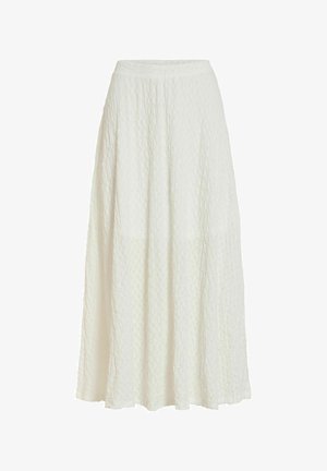 VILA, MIDI SKIRT VIGARMINA HIGH WAIST - Falda acampanada - snow white
