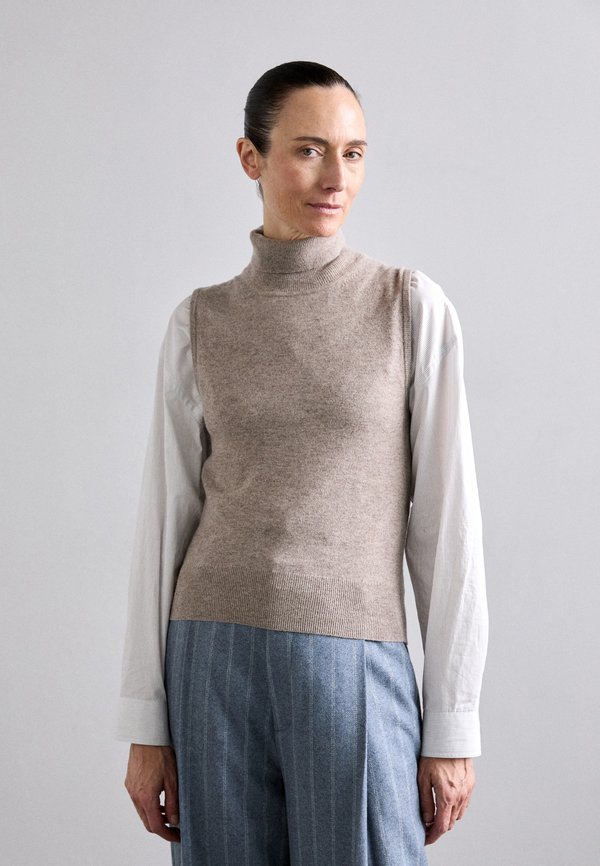 TURTLE NECK VEST - Jumper - beige melange