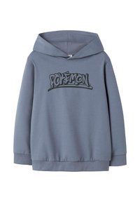 Felpa grigia con cappuccio realizzata in morbido tessuto. Presenta una stampa grafica nera "POKÉMON" sul davanti, polsini e orlo a costine.