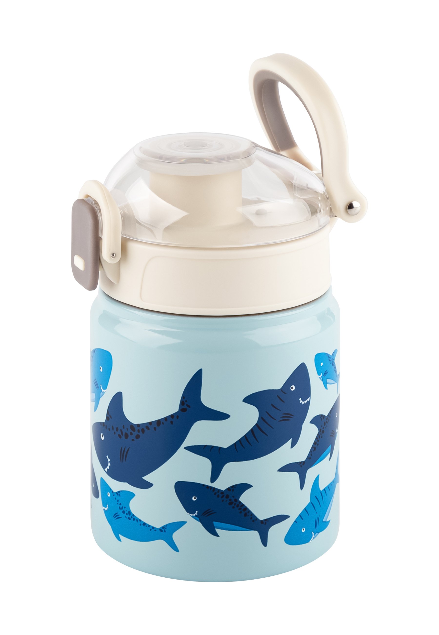 3D Trinkflasche 'Mein Name' – Hai-Design In Blau, Für Kinder, Aus Kunststoff