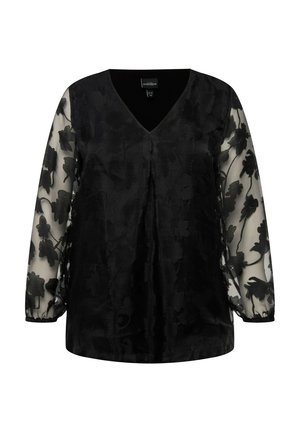 Ulla Popken LAYERED FLORAL LONG SLEEVE - Blouse - black