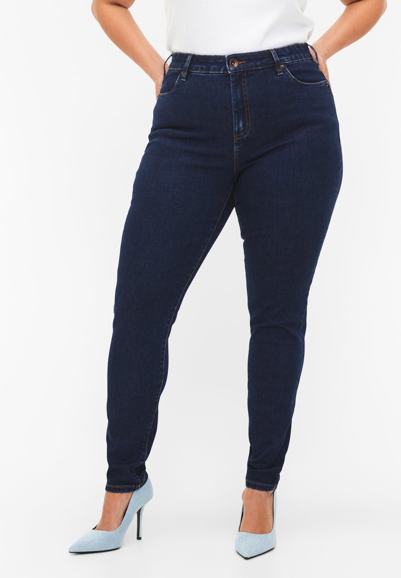 Zizzi - AMY MIT HOHER TAILLE - Jeans Slim Fit - dark blue, Vergrößern