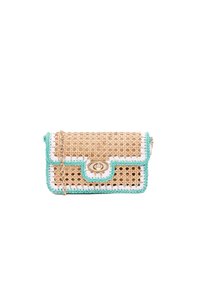 ISOLETTA A - Handbag - paglia turchese bian oro chiaro
