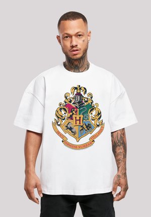 F4NT4STIC HARRY POTTER HOGWARTS CREST GOLD - T-shirts med print - white