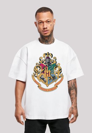 F4NT4STIC HARRY POTTER HOGWARTS CREST GOLD - T-shirt print - white