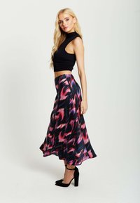 Liquorish ABSTRACT IKAT PRINT MIDI - A-line skirt - black