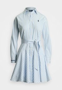 WIMBLEDON STRIPED COTTON PANELED SHIRTDRESS - Ingruha - southport blue/ceramic white