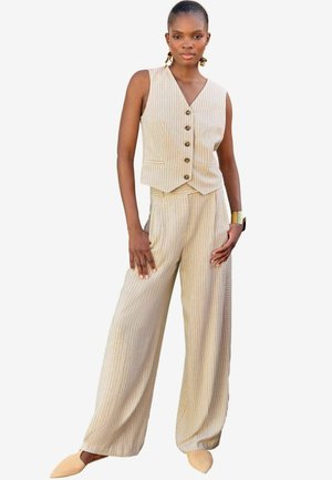 TAILORED WIDE LEG - Nadrágok - ivory white pinstripe