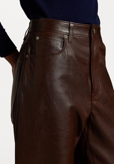 Polo Ralph Lauren CURVED TAPERED LEATHER PANT - Kožené kalhoty - mahogany