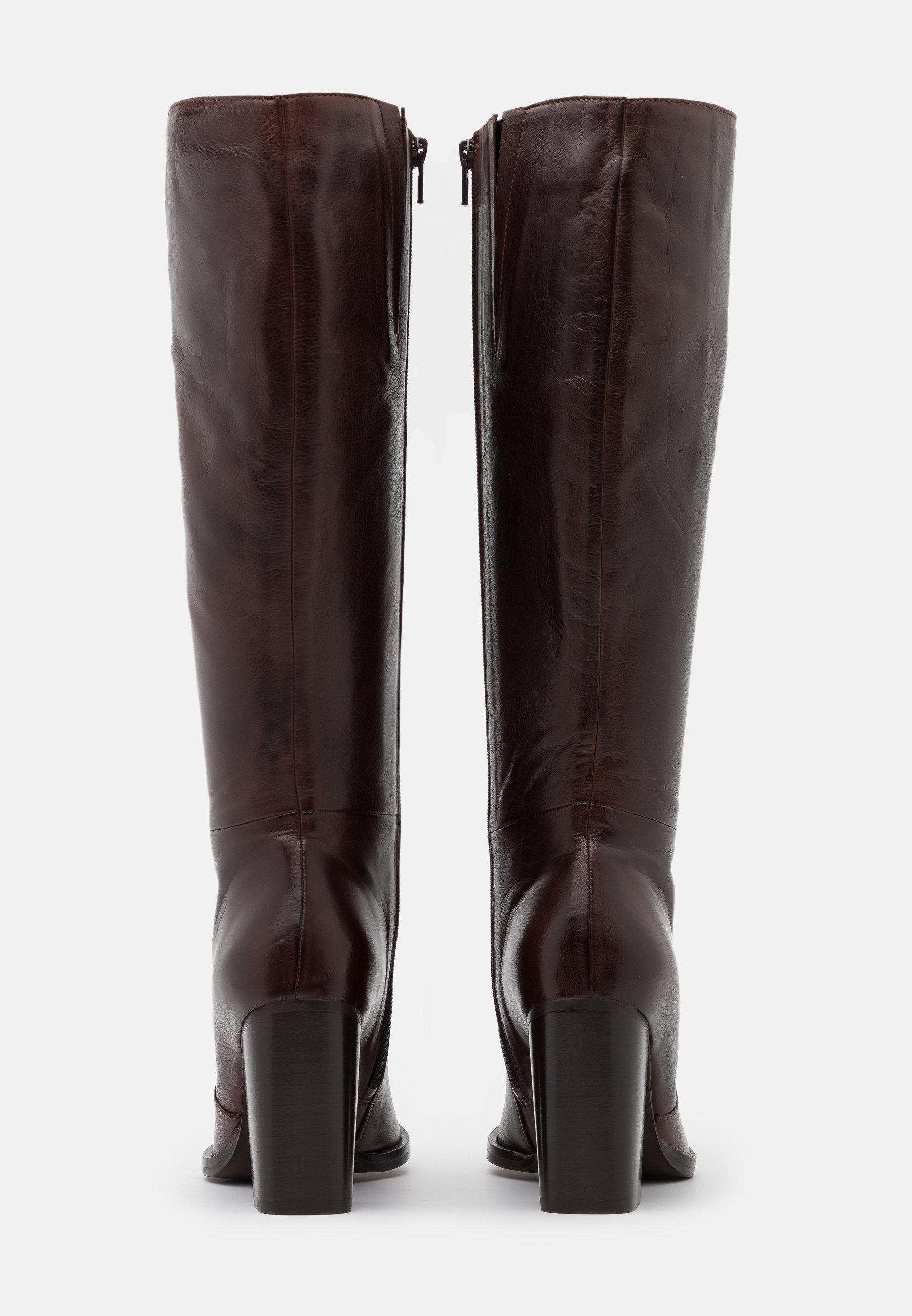 dark brown long boots