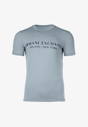 Armani Exchange SCHRIFTZUG RUNDHALS STRETCH - T-Shirt print - blaugrau