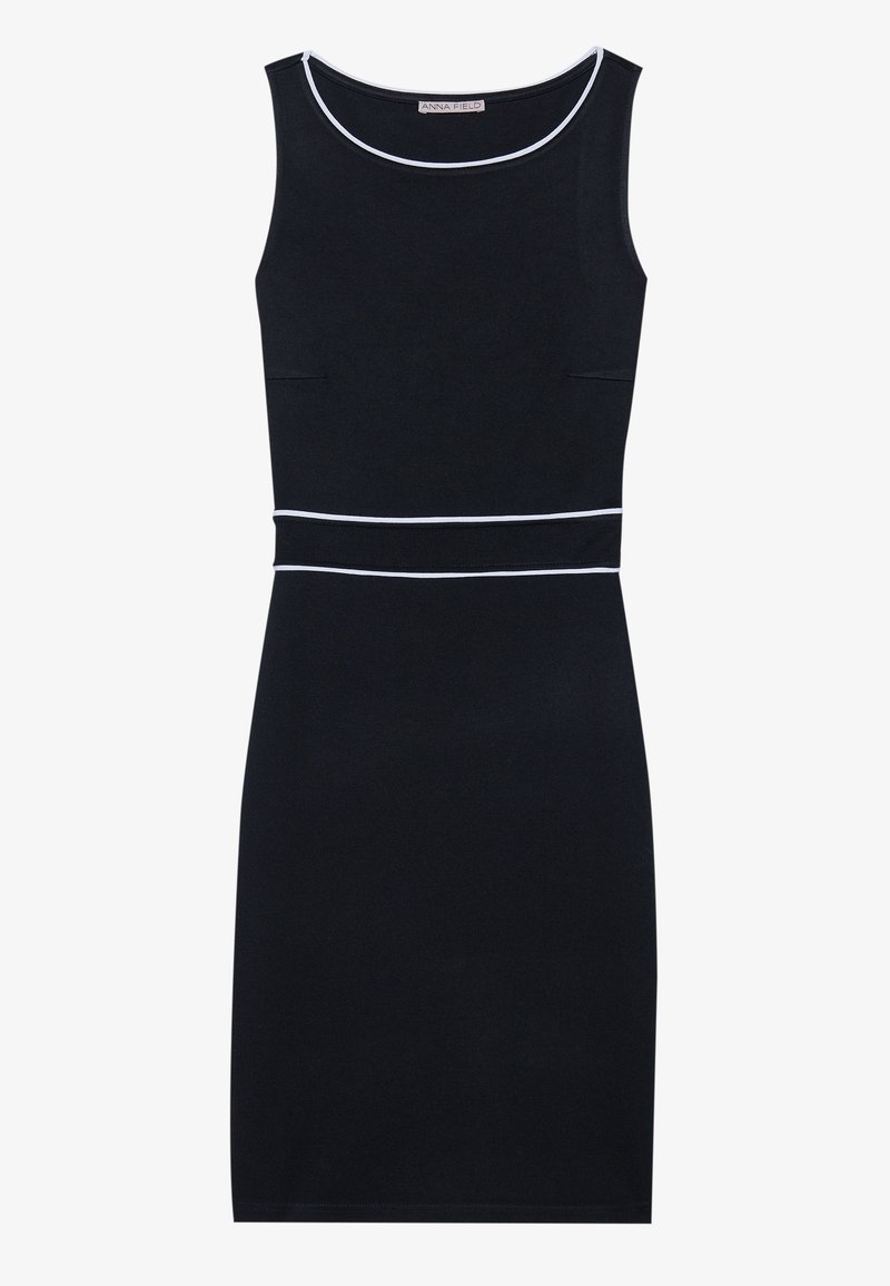 black dress with white piping Ruthie Knit Sweater Maxi Dress main image 1