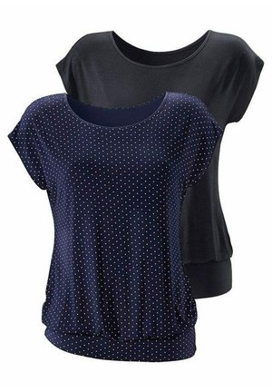 LASCANA 2 PACK - T-Shirt print - navy gepunktet   schwarz
