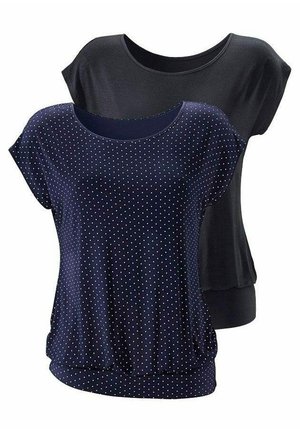 LASCANA 2 PACK - Camiseta estampada - navy gepunktet   schwarz