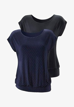 LASCANA 2 PACK - Print T-shirt - navy gepunktet   schwarz