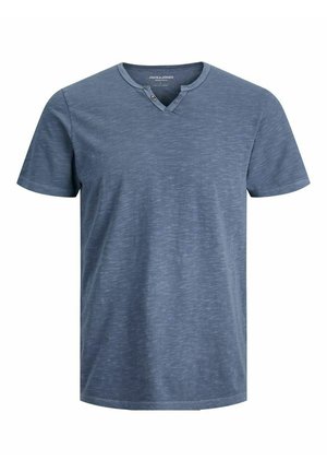 Jack & Jones ESPLIT NECK NOOS - T-Shirt basic - flint stone