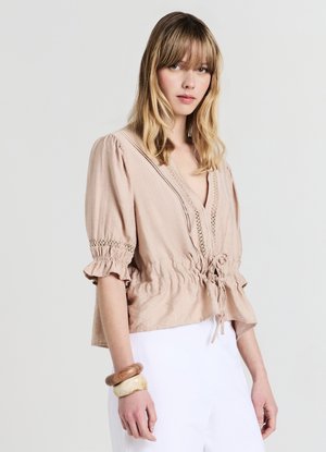 Calliope RICAMO A JOUR - Blouse - beige medio