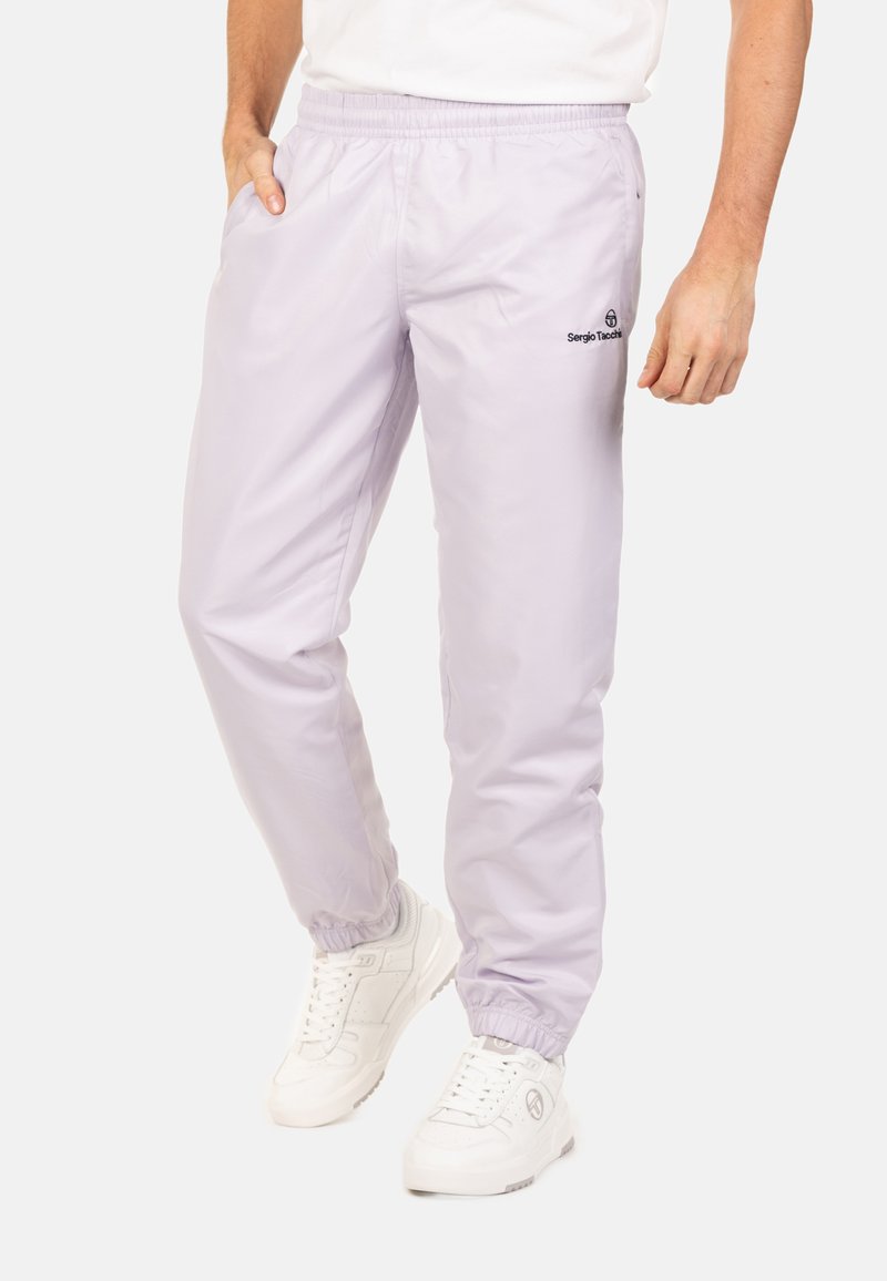 Lichtpaarse, elastische sweatpants met een tailleband, zijzakken, boorden bij de enkels en een klein logo op de linker dij. Glad, lichtgewicht materiaal.