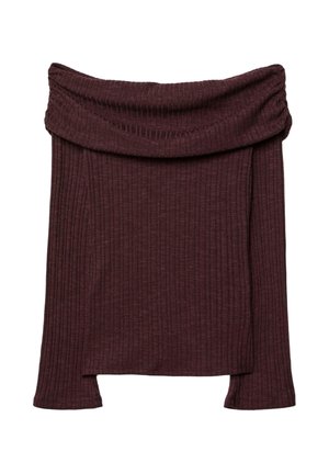 OFF-THE-SHOULDER GATHERED - Top dugih rukava - bordeaux