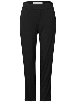 Leggings neri elasticizzati con vita alta e un design semplice e liscio. Il tessuto appare morbido e leggero, adatto per un abbigliamento casual.