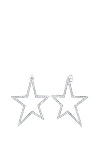 Silver starformade örhängen med en ihålig design, prydda med en rhinestone-ram för extra glans och glimmande.