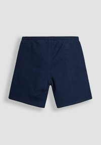 Dunkelblaue Baumwollshorts mit einem elastischen Bund, die eine glatte Textur und ein sauberes, schlichtes Design ohne zusätzliche Verzierungen aufweisen.